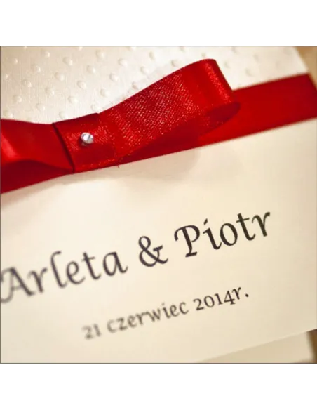 Zaproszenia – Ślubne Perłowe Glamour Wstążką Ornamentem