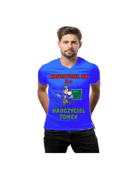 Koszulka z Nadrukiem Nauczyciel na 5 + Prezent na Dzień