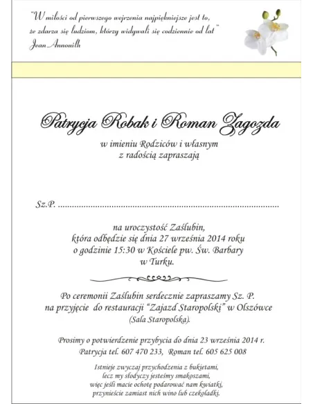 Zaproszenia – Ślubne Perłowe Glamour Wstążką Ornamentem