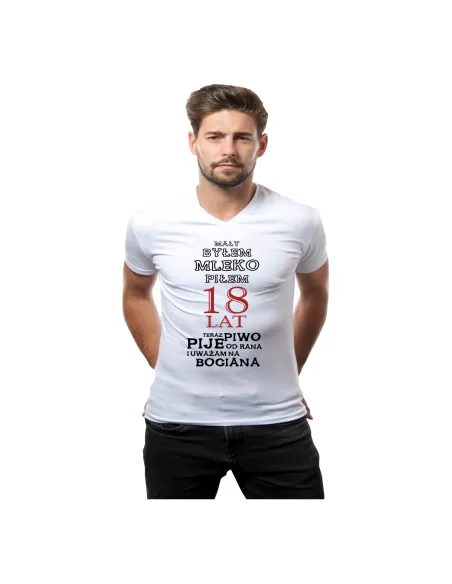 Koszulka z Nadrukiem 18 Urodziny Mały Byłem Mleko Piłem