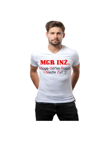 Koszulka z Nadrukiem Mgr.inż Prezent Inżyniera na Prezent