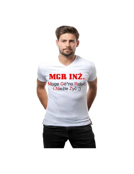 Koszulka z Nadrukiem Mgr.inż Prezent Inżyniera na Prezent