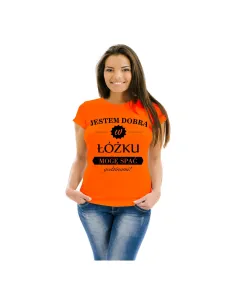 Śmieszna Koszulka z Nadrukiem Jestem Dobra w Łóżku Mogę