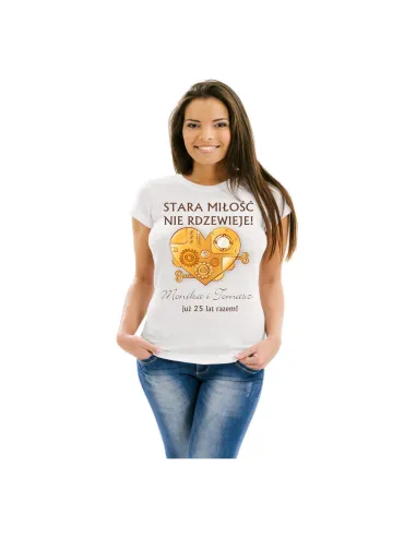 Koszulka z Nadrukiem Stara Miłość Nie Rdzewieje Prezent