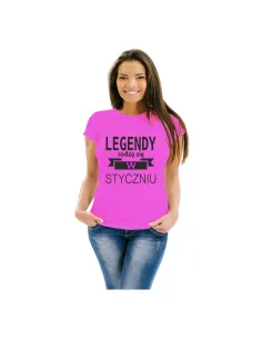 Koszulka z Nadrukiem Legendy Rodzą Się Styczniu Prezent