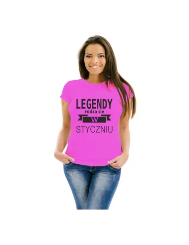 Koszulka z Nadrukiem Legendy Rodzą Się Styczniu Prezent