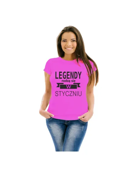 Koszulka z Nadrukiem Legendy Rodzą Się Styczniu Prezent