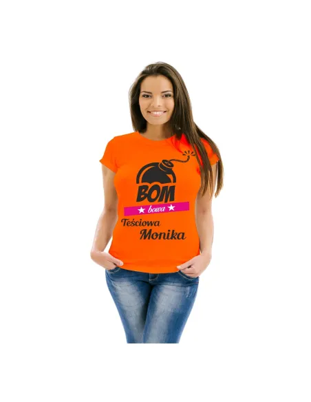 Koszulka z Nadrukiem Bombowa Teściowa Pomysłowy Prezent