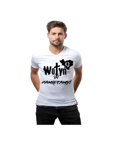 Koszulka Patriotyczna Napisami Nadrukiem Wołyń Pamiętamy