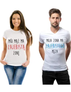 Koszulka z Nadrukiem Zestaw dla Par Mój Mąż Ma Zajebistą