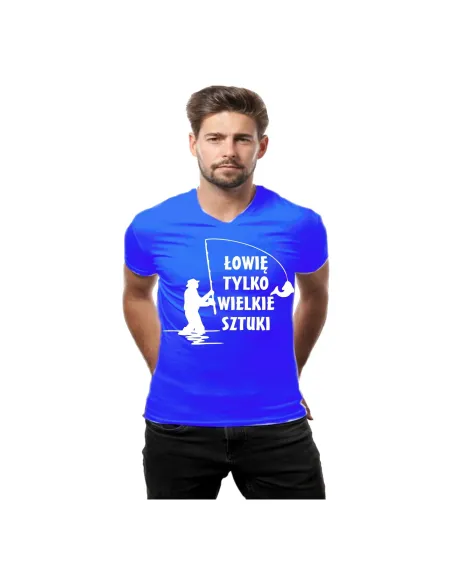 Koszulka z Nadrukiem Łowię Tylko Wielkie Sztuki Koszulki