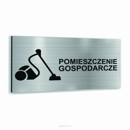 Tabliczka SREBRNA aluminiowa POMIESZCZENIE GOSPODARCZE NADRUK UV Tablica informacyjna