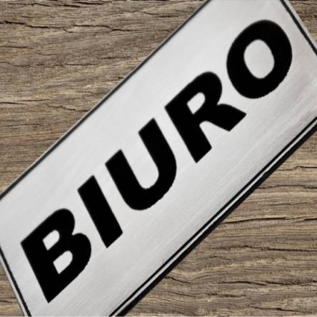 Tabliczka na drzwi BIURO - grawerowana z lamiantu grawerskiego