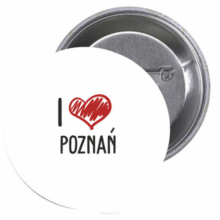 Przypinki buttony I LOVE POZNAŃ znaczki badziki z grafiką