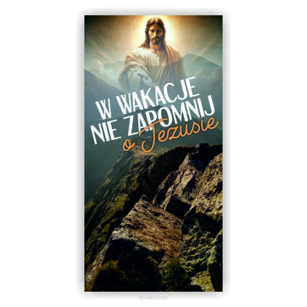 Baner religijny W WAKACJE NIE ZAPOMNIJ O JEZUSIE 200x100 cm