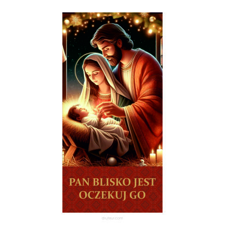 Baner religijny ADWENTOWY wizerunek RODZINY ŚWIĘTEJ 120x60 cm różne wzory