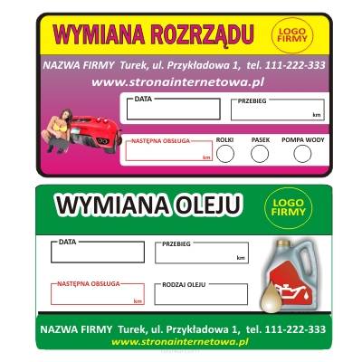 Naklejki wymiana oleju wymiana rozrządu 50 szt