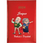 Kalendarz książkowy 2024 A5 tygodniowy z nadrukiem uv SUPER BABCIA I DZIADEK