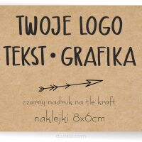 Naklejki ETYKIETY REKLAMOWE eko kraft twoje LOGO dowolny nadruk 50szt 8x6