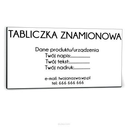 NADRUK TABLICZKA ZNAMIONOWA FIRMY z dibondu 20x10 cm TWÓJ NAPIS LOGO biała