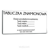 NADRUK TABLICZKA ZNAMIONOWA FIRMY z dibondu 20x10 cm TWÓJ NAPIS LOGO biała