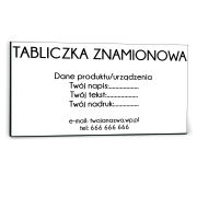 NADRUK TABLICZKA ZNAMIONOWA FIRMY z dibondu 20x10 cm TWÓJ NAPIS LOGO biała