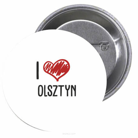 Przypinki buttony I LOVE OLSZTYN znaczki badziki z grafiką