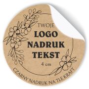 Naklejki z LOGO ETYKIETY REKLAMOWE twój nadruk grafika eko kraft 4cm 500szt