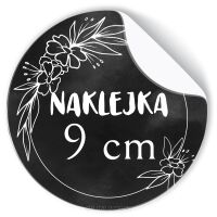 Naklejki ETYKIETY REKLAMOWE twoje LOGO cięte po obrysie 9 cm 100 sztuk