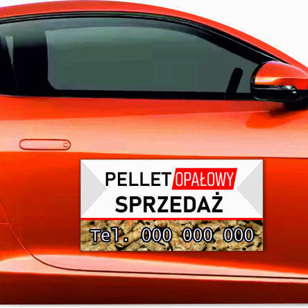 Magnes na samochód reklama magnetyczna 60x30 cm PELLET OPAŁOWY SPRZEDAŻ