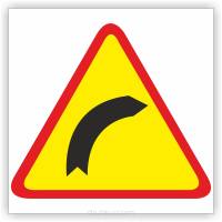 Znak drogowy Tablica informacyjna A-1 Niebezpieczny zakręt w prawo - znak ostrzegawczy 30x30 cm