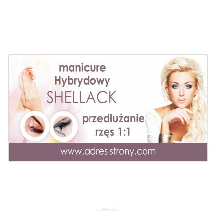 Baner reklamowy gotowe wzory banerów - Manicure hybrydowy, przedłużanie rzęs 1:1