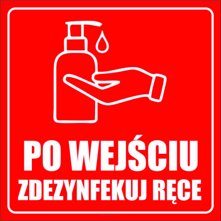 Naklejki po wejściu zdezynfekuj ręce