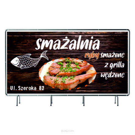 BANER REKLAMOWY 130x80cm duży wybór wzorów SMAŻALNIA RYBY z grilla wędzone pieczone