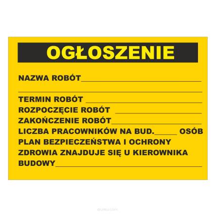 Tablica informacyjna ogłoszenie