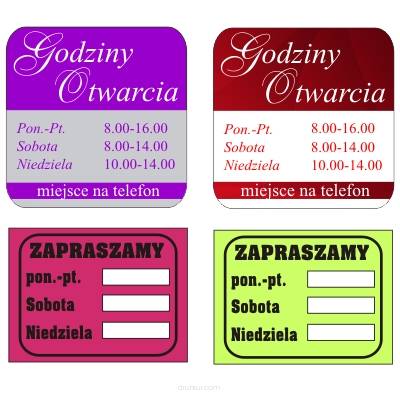 Godziny otwarcia - naklejka samoprzylepna