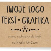 Naklejki ETYKIETY REKLAMOWE eko kraft twoje LOGO dowolny nadruk 500szt 8x6