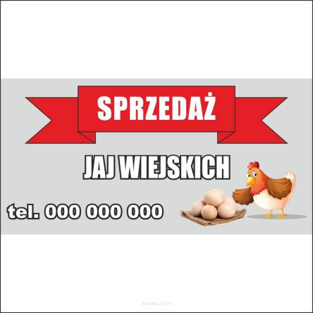 Baner reklamowy DUŻY reklamy jajka wiejskie 2x1 m