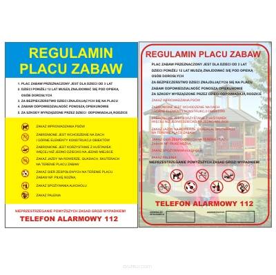 Regulamin placu zabaw boiska 70x50 cm