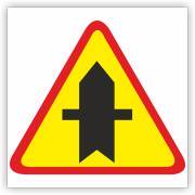 Znak drogowy Tablica informacyjna A-6a skrzyżowanie  z drogą podporzątkowaną występującą po obu stronach - znak ostrzegawczy 30x30 cm