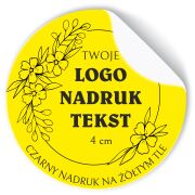 Naklejki z LOGO ETYKIETY REKLAMOWE twój nadruk grafika żółte 4cm 500szt