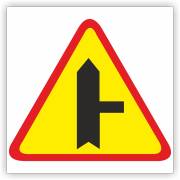 Znak drogowy Tablica informacyjna A-6b skrzyżowanie  z drogą podporzątkowaną występującą po prawej stronie - znak ostrzegawczy 60x60 cm