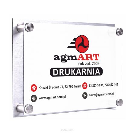 Tabliczka 40x30 dibond pleksa Z TWOIM LOGO nadruk uv + DYSTANSE montażowe