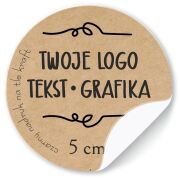 Naklejki ETYKIETY REKLAMOWE eko kraft twój dowolny nadruk LOGO 200 szt 5 cm