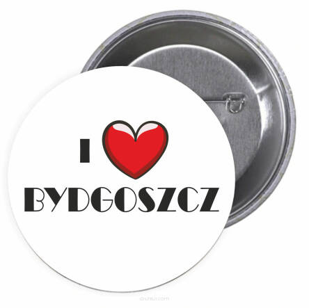 Przypinki buttony I LOVE BYDGOSZCZ znaczki badziki z grafiką