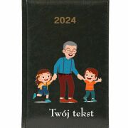 Kalendarz książkowy 2024 A5 tygodniowy z nadrukiem uv DZIEŃ BABCI I DZIADKA / TWÓJ TEKST