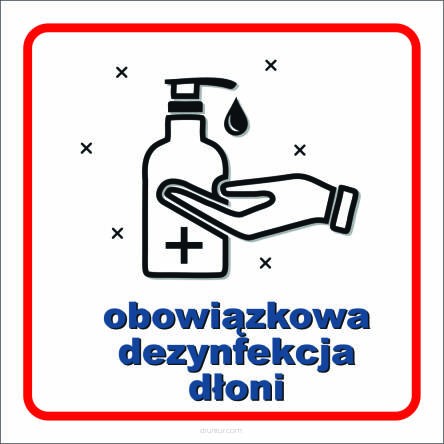 Naklejka obowiązkowa dezynfekcja dłoni