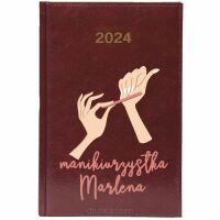 Kalendarz książkowy 2024 A5 tygodniowy z nadrukiem uv MANIKIURZYSTKA MARLENA