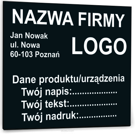 NADRUK TABLICZKA ZNAMIONOWA FIRMY z dibondu 10x10 TWÓJ NAPIS LOGO