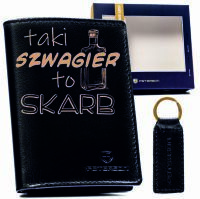 Portfel skórzany czarny GIFT BOX dla mężczyzny SZWAGIER elegancki prezent